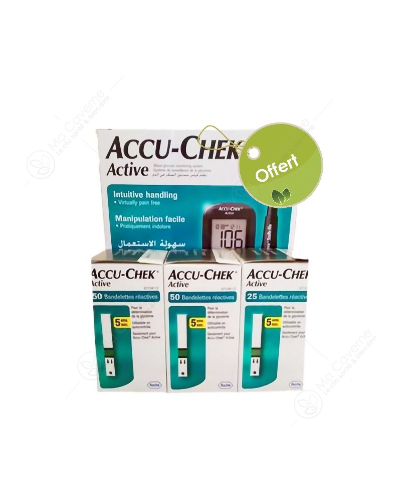ACCU-CHEK Active Coffret 125 Bandelettes + Lecteur Gratuit-1