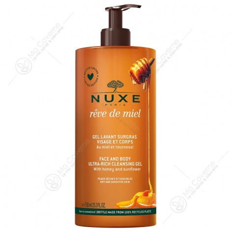 NUXE Rêve de Miel Gel Lavant Surgras Visage et Corps 750ml